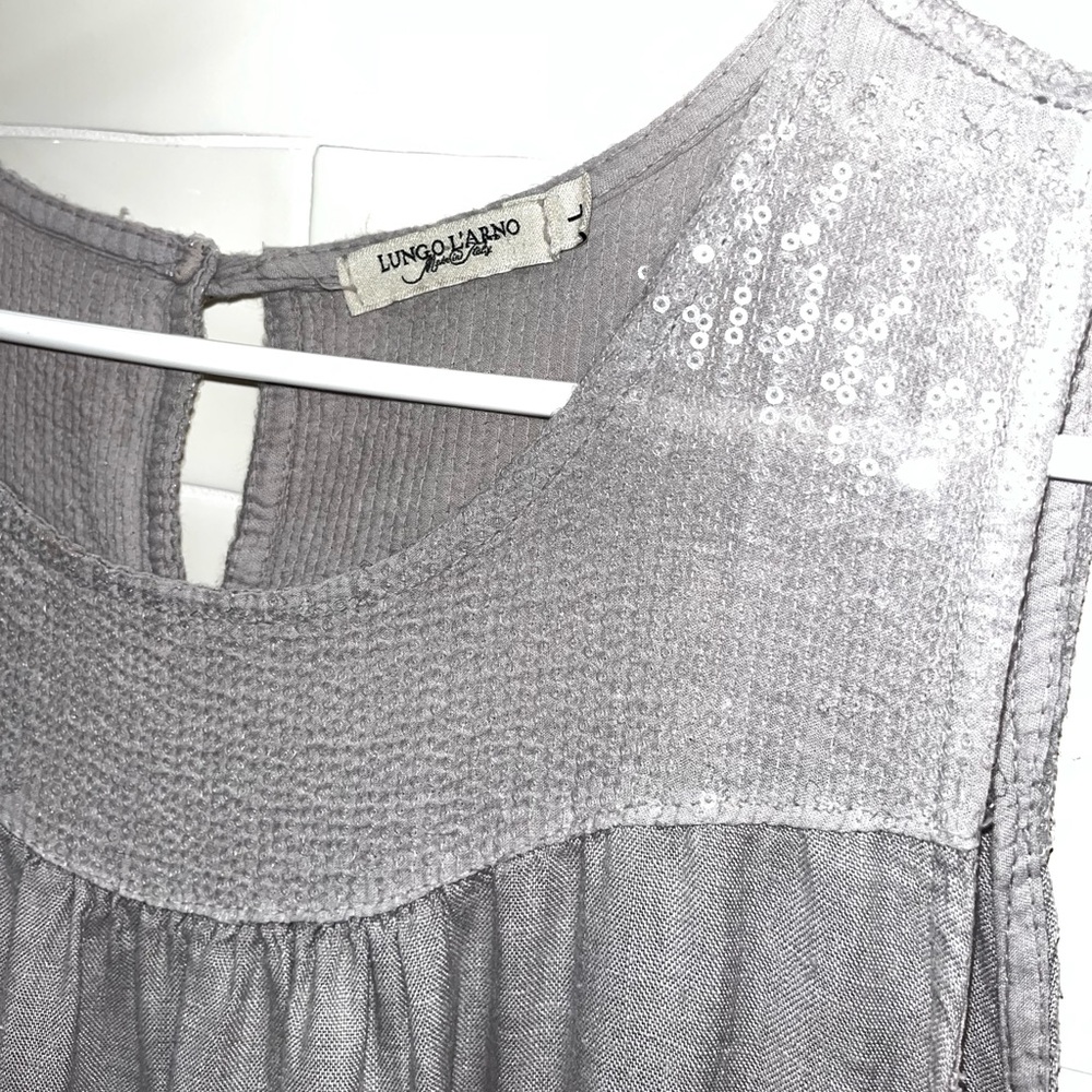 Lungo L'arno 100% Linen Sequin Detailed Shift Dress
Gray Size Large - Picture 4 of 10